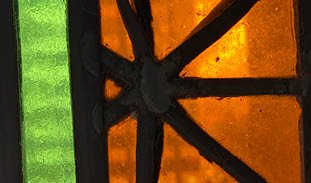 bright orange and lime green stained glass 