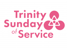 Trinity Sunday of Service in pink sans-serif text