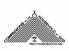 companions in the household of god in sans-serif text over a triangle with eight stacked lines at the apex