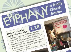 Epiphany at Trinity Church Boston: photo of a mailer detailing upcoming events at Trinity Church Boston